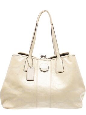 Coach Cream Leather Signature Tote F15658